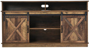 Grote Tv-Kast - Dressoir Entertainmentcentrum - met 2 Klassieke Schuifdeuren - Verstelbare Planken - voor Woonkamer - Eetkamer - Boerderijontwerp - 148x40x78cm