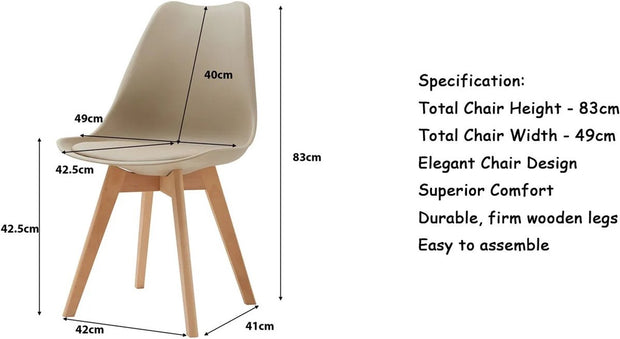 Eetkamerstoelen - Eetkamerstoel - Scandinavische Stijl - Kuipstoel - Ergonomisch - Set van 4 - Beige
