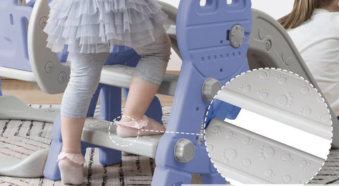 Kinder Speeltoestel - Schommel - Glijbaan - Basketbal - trap - 4 in 1 - Binnen - Buiten - Blauw - 140cm