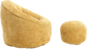 Zitzak Sofa met Voetensteun - Luxe Chenille Bean Bag Stoel -- Ergonomische Loungestoel met Hoge Rugleuning – Comfortabele Fauteuil - Geel
