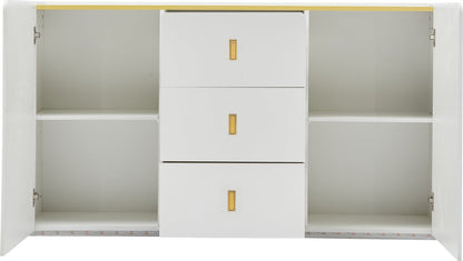 LED - Modern wit dressoir met LEDverlichting - 150x35x80 cm - 2 deuren, 3 lades en RGB-kleuren - Opbergkast voor woonkamer, eetkamer of hal - Wit