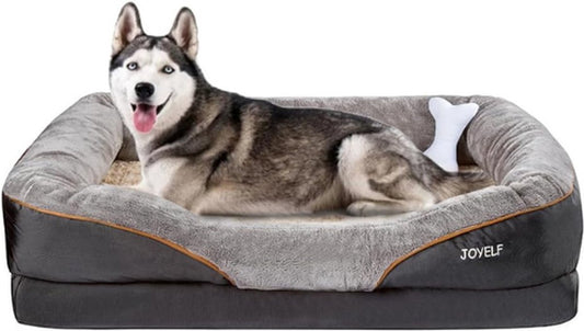 Luxe Orthopedisch Hondenkussen - XX-Large Memory Foam Hondenbed - 120x84x25cm - Verwijderbare/Wasbare Hoes - Grijs