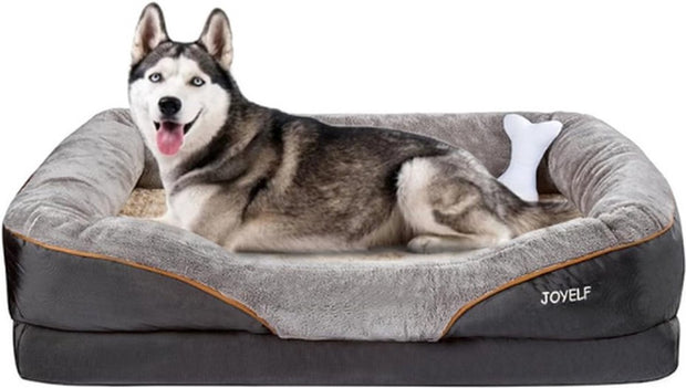 Luxe Orthopedisch Hondenkussen - XX-Large Memory Foam Hondenbed - 120x84x25cm - Verwijderbare/Wasbare Hoes - Grijs