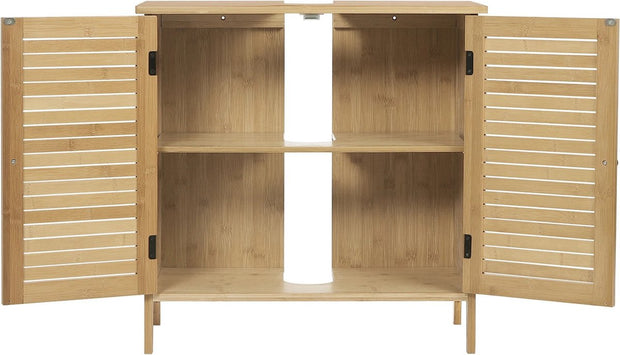 Wastafel Meubel - Badkamer Kastje Onder Wastafel - Wastafelonderkasten - Wastafel Onderkast Met Uitsparing - 60X30X60Cm - Bamboe