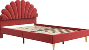 Gestoffeerd Bed - Bloemvormig Hoofdeind - Zonder Matras - 140x200 cm - Wine Red