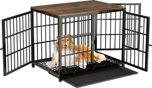 Hondenbench - Dressoir - Uit Te Breiden - Meubelstijl - Drie Deuren - Uitneembaar Dienblad - 78.5x56.5x65cm - Zwart