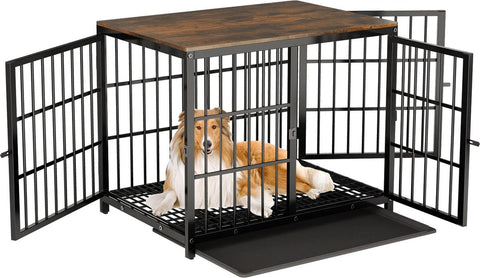 Hondenbench - Dressoir - Uit Te Breiden - Meubelstijl - Drie Deuren - Uitneembaar Dienblad - 78.5x56.5x65cm - Zwart