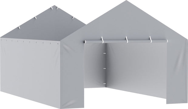 Garage Tarp - PE-kunststof - Grijs - Zijzeil - Bovenkant en Frame niet Inbegrepen - Waterdicht en UV-beschermd - Niet Geëlektrificeerd - 6 x 3.6 x 2 m