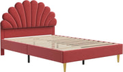 Gestoffeerd Bed - Bloemvormig Hoofdeind - Zonder Matras - 140x200 cm - Wine Red