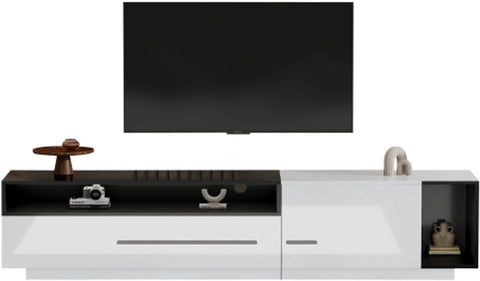 Modern Tv-kast - in Wit - Met een Uniek Patroon - 170x38x42cm - voor Televisie tot 80 inch - Twee Deuren - Kabelbeheer