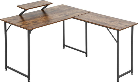 VINTAGE Vintage Hoekbureau - Moderne stijlvolle design - 122x142x76cm - Bruin/Zwart