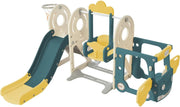5 in 1 Kinderglijbaan Combinatie - Glijbaan, Schommel, Auto, Basketbal net - 182x172x115 cm