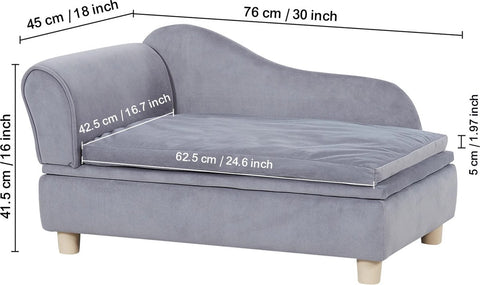 Collox Dog Sofa - Dog Bed - Dog Sofa Bed - For Large Dogs and Cats - Maximum Load Capacity 22.6 kg - Gray