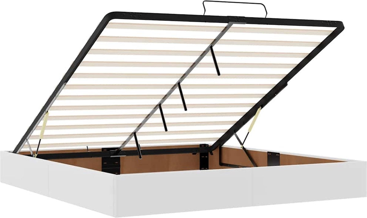 Bedframe 160x200 cm - Wit Kunstleer Bed Frame - Boxspring - Tweepersoonsbed - Slaapcomfort - Modern Design