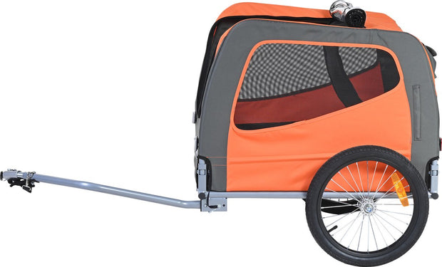 Hondenkar - Fietskar - Koolstofstaal + 600D Oxford stof + PP - Opvouwbaar - 1,44 x 0,72 x 0,8m - Oranje en Grijs - 30kg
