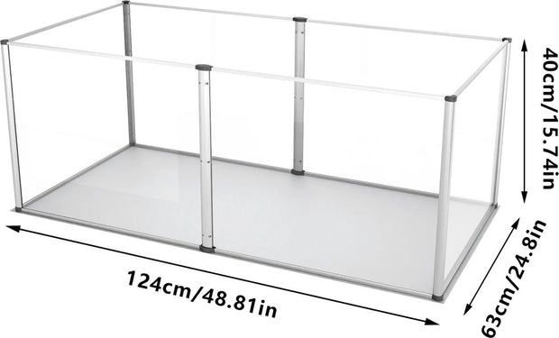 Acryl Knaagdierenkooi - Kooi voor Kleine Dieren, Cavia's, Hamsters, Konijntjes - 6 Panelen - 124x63x40 cm - 360° Zichtbaarheid