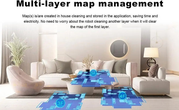 Robotstofzuiger met dweilfunctie - Lds laser navigatie - Oplaadstation - 6500Pa 28W - Kaartbeheer - Virtuele blokkering - App/stembediening