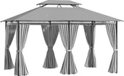 Paviljoen 4 x 3 m tuinpaviljoen tuintent partytent met zijwanden staal koffie 84C-050