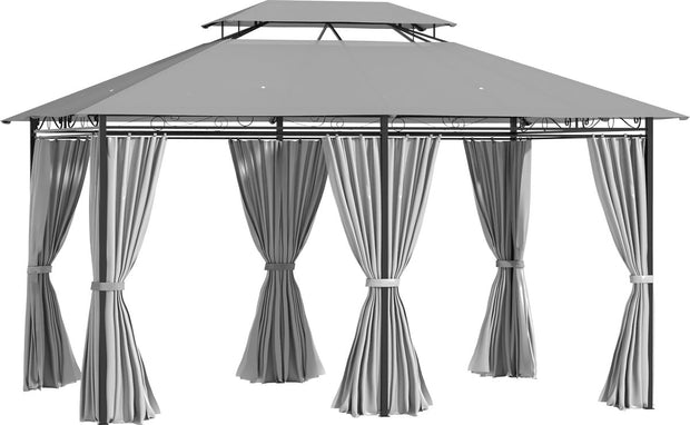 Paviljoen 4 x 3 m tuinpaviljoen tuintent partytent met zijwanden staal koffie 84C-050