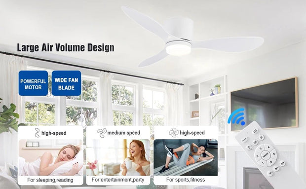 Plafondventilator met verlichting - 132cm - Afstandsbediening - Plafond Lamp - Wit - Slaapkamer - LED - Timer - 6 standen - Plafonniere