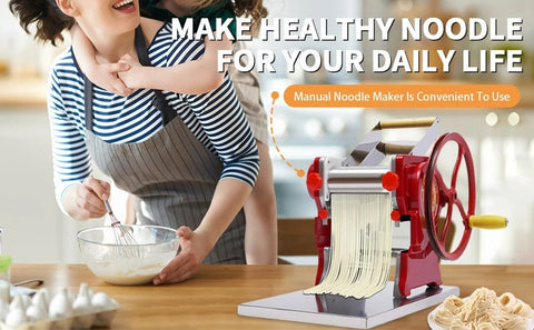 Manual Noodle and Pasta Machine - Dumpling Wrapper Machine - Stainless Steel Pasta Maker - Spaghetti Dough Roller - Home Kitchen Appliance