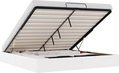 Bedframe 160x200 cm - Wit Kunstleer Bed Frame - Boxspring - Tweepersoonsbed - Slaapcomfort - Modern Design