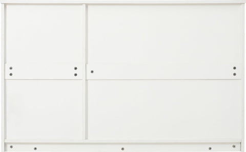 Dressoir - Wit - met 3 Deuren - Veel Opbergruimte - Kunstrotan Deuren en Metalen Handgrepen - is een Accentstuk in de Eetkamer - Woonkamer en Keuken