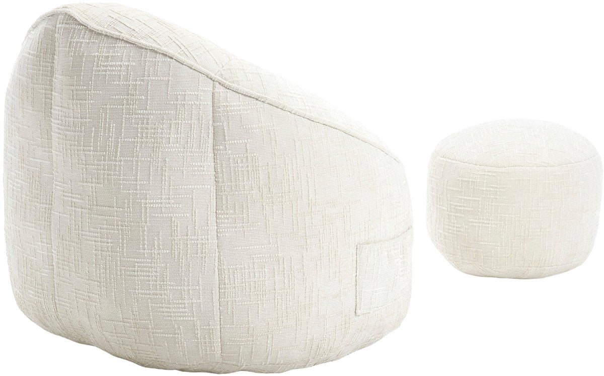 Zitzak met Voetensteun - Stoel met Hoge Druk Schuimvulling - Ergonomisch Ontwerp - Chenille Stof - 89x88x76 cm - Beige