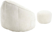 Zitzak met Voetensteun - Stoel met Hoge Druk Schuimvulling - Ergonomisch Ontwerp - Chenille Stof - 89x88x76 cm - Beige