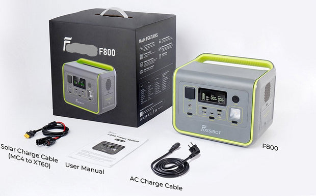 Draagbare energiecentrale - LiFePO4 zonnegenerator, - 3500 Times Cycle - 800W AC uitgang - 200W max zonne-ingang - 8 stopcontacten - Igarenaansteker - DC6530 - 2xUSB-A - 3x Type-C - AC uitgang - Volledig opgeladen - 512Wh - Groen