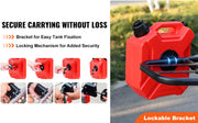 Benzinekan - Brandstoftank met Uitloop en Afsluitbare Beugel - Benzineopslagcontainer - Automatische Uitschakelfunctie en Instelbaar Debiet - Compatibel met de Meeste Voertuigen - 5 Liter - Rood