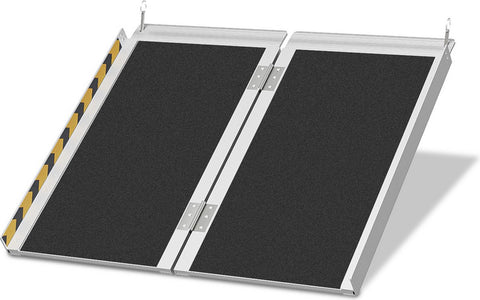 Oprijplaat Brug Draagbaar 61cm - Oprijplaat voor rollators Rolstoelen - Aluminium Rolstoelhellingbaan tot 270 kg - Rijgoot Drempelhelling - Opvouwbaar antislip oppervlak