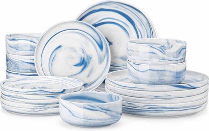 Luxe Serviesset – 18 delig – 6 persoons – Porselein - Bordenset – Dinner platen – Dessertborden - Kommen - Wit