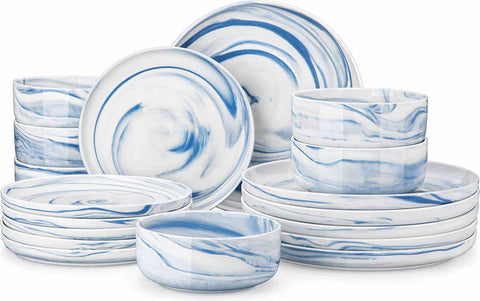 Luxe Serviesset – 18 delig – 6 persoons – Porselein - Bordenset – Dinner platen – Dessertborden - Kommen - Wit