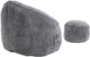 Zitzak met Voetensteun - Loungestoel met Hoge Druk Schuimvulling - Beanbag Ergonomisch Ontwerp - Chenille Stof – 89x88x76 cm - Grijs