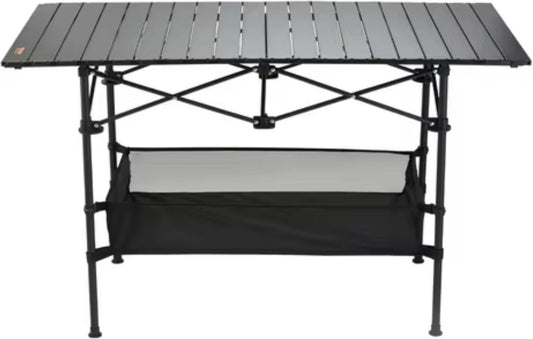 Kampeertafel - Klaptafel - Outdoor Tafel - Opbergtas - Aluminium - Waterbestendig - Zwart - 115x55cm