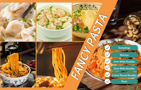 Manual Noodle and Pasta Machine - Dumpling Wrapper Machine - Stainless Steel Pasta Maker - Spaghetti Dough Roller - Home Kitchen Appliance