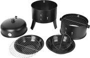 Bbq Roker - Oven - Houtskool Roker - 3 Niveaus - Inclusief Thermometer - Voor Buiten Barbecue - Zwart - 3 in 1