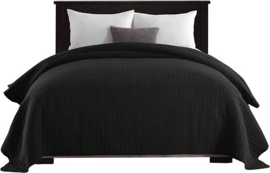 Luxe Bedsprei - voor een Tweepersoonsbed - 240x260 cm - Zachte en Stijlvolle Beddensprei - Zwart