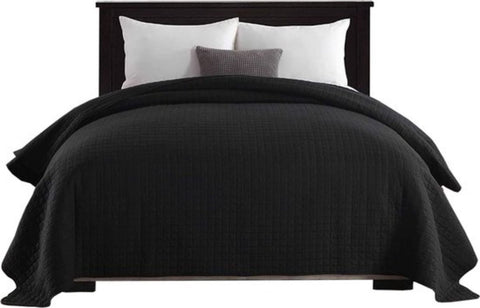 Luxe Bedsprei - voor een Tweepersoonsbed - 240x260 cm - Zachte en Stijlvolle Beddensprei - Zwart