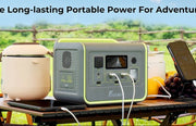 Draagbare energiecentrale - LiFePO4 zonnegenerator, - 3500 Times Cycle - 800W AC uitgang - 200W max zonne-ingang - 8 stopcontacten - Igarenaansteker - DC6530 - 2xUSB-A - 3x Type-C - AC uitgang - Volledig opgeladen - 512Wh - Groen