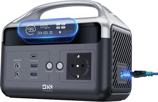 Portable Power Station - SOS Battery - LED Lighting - Solar Energy - Inverter - Gray - With LCD Screen - Fast Charge - 179.2Wh - Mini - Lightweight - 56000Mah