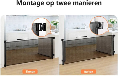 Door gate - Child gate - Dog door gate - Durable protective net - 140cm - Black