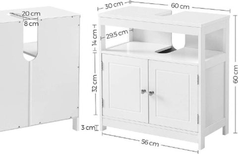 Wastafel Onderkast - Wastafelonderkasten - Badkamer Kastje - Wastafel - Wastafelmeubel - Wastafel Onderkast Met Uitsparing - Wastafelkast - Badkamer Kastjes Staand - Badkamer Kastje Onder Wastafel - Wit