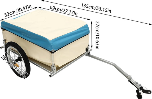 Bicycle trailer - Bicycle trailer - 50KG - Beige Blue - Aluminum
