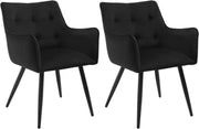 Eetkamerstoel - Set van 2 stoelen - Fluweel eetkamer stoel - Eettafel stoel - Fauteuil - Velvet - Zwarte Poot - Zwart