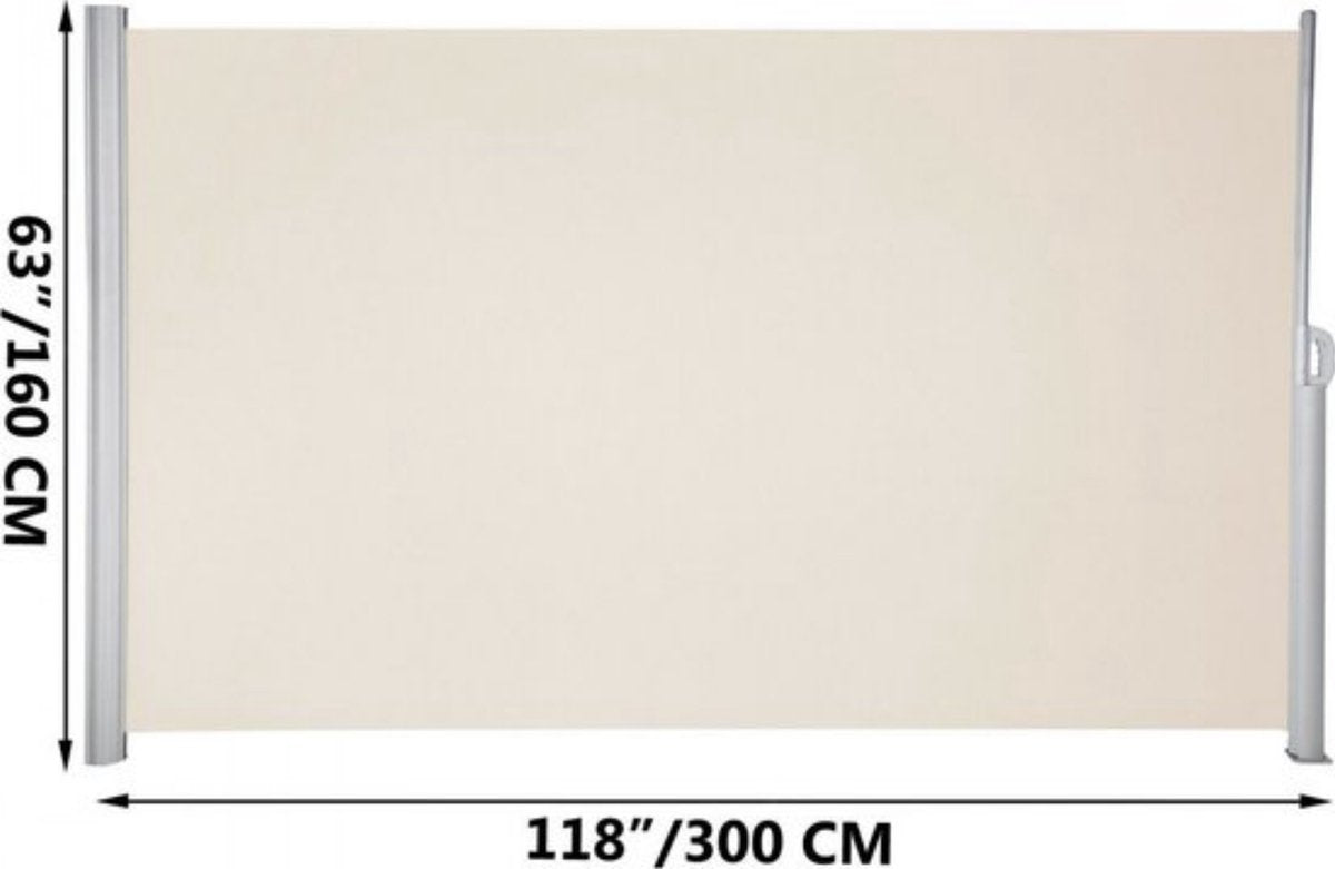 Windscherm - Uitschuifbaar Terras Rolgordijn - Uitschuifbare Zijluifel - Buitenprivacy Polyester - Waterdicht - Uitschuifbaar Terrasscherm - Ruimteverdeler - Windscherm - 160 x 300 cm (Copy)
