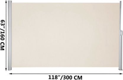 Windscherm - Uitschuifbaar Terras Rolgordijn - Uitschuifbare Zijluifel - Buitenprivacy Polyester - Waterdicht - Uitschuifbaar Terrasscherm - Ruimteverdeler - Windscherm - 160 x 300 cm (Copy)