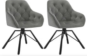 Eetkamerstoel - Set van 2 stoelen - Fluweel eetkamer stoel - Eettafel stoel - Fauteuil - Draaibaar - Velvet - Metalen poot - Grijs