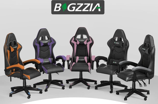Gaming Chair - Gaming Chair - Ergonomic Pu Leather Computer Chair - Office Chair with Headrest and Lumbar Support - Racing Chair Black